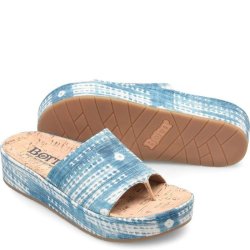 Born Shoes Canada | Women's Sharr Sandals - Blue Multi Tencel Fabric (Multicolor)