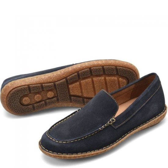 Born Shoes Canada | Men's Naldo Slip-Ons & Lace-Ups - Navy Distressed Nubuck (Blue) - Click Image to Close