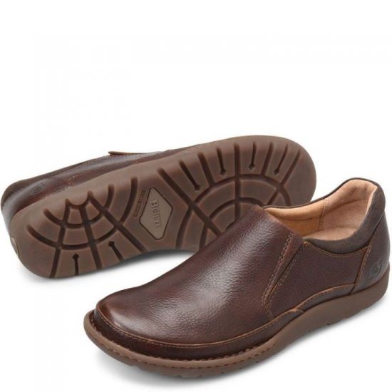 Born Shoes Canada | Men's Nigel Slip On Slip-Ons & Lace-Ups - Dark Brown (Brown) - Click Image to Close