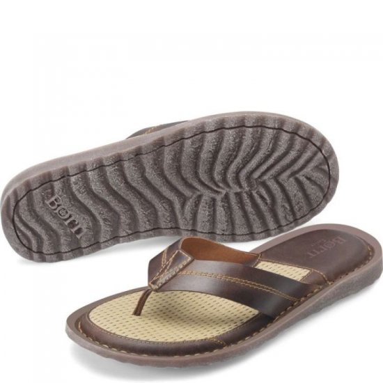 Born Shoes Canada | Men's Bermuda Basic Sandals - Dark Castano (Brown) - Click Image to Close