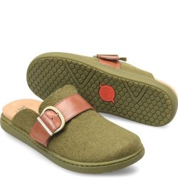 Born Shoes Canada | Women's Lia Clogs - Dark Military Felt Combo (Green)