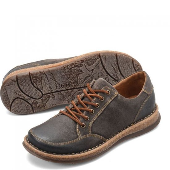 Born Shoes Canada | Men's Bronson Slip-Ons & Lace-Ups - Dark Concrete Distressed (Grey) - Click Image to Close