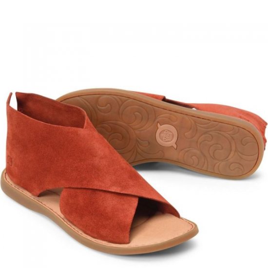 Born Shoes Canada | Women's Iwa Sandals - Red Arogosta Suede (Red) - Click Image to Close