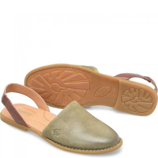 Born Shoes Canada | Women's Leif Slip-Ons & Lace-Ups - Kiwi Distressed (Green) - Click Image to Close