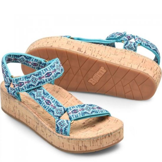 Born Shoes Canada | Women's Sirena Sandals - Turquoise Fabric (Multicolor) - Click Image to Close