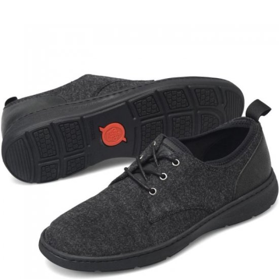 Born Shoes Canada | Men's Marcus Slip-Ons & Lace-Ups - Dark Charcoal Wool Combo (Grey) - Click Image to Close