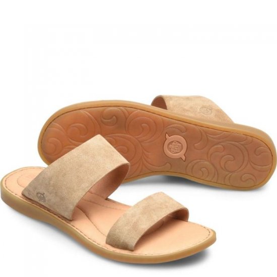 Born Shoes Canada | Women's Inslo Sandals - Taupe Suede (Tan) - Click Image to Close