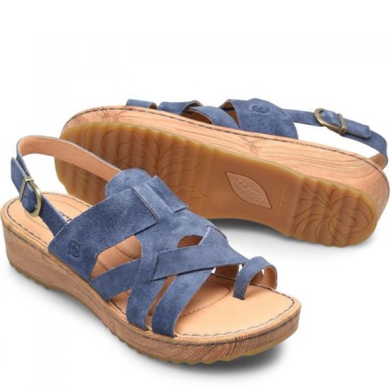 Born Shoes Canada | Women's Abbie Sandals - Indigo Suede (Blue) - Click Image to Close