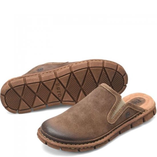 Born Shoes Canada | Men's Maxim Slip-Ons & Lace-Ups - Taupe Avola Distressed (Tan) - Click Image to Close