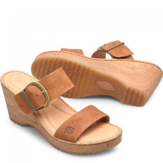 Born Shoes Canada | Women's Emily Sandals - Camel Distressed (Tan) - Click Image to Close