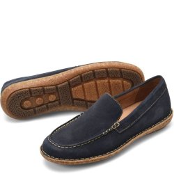 Born Shoes Canada | Men's Naldo Slip-Ons & Lace-Ups - Navy Distressed Nubuck (Blue)