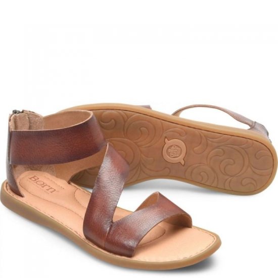 Born Shoes Canada | Women's Irie Sandals - Dark Tan Bourbon (Brown) - Click Image to Close