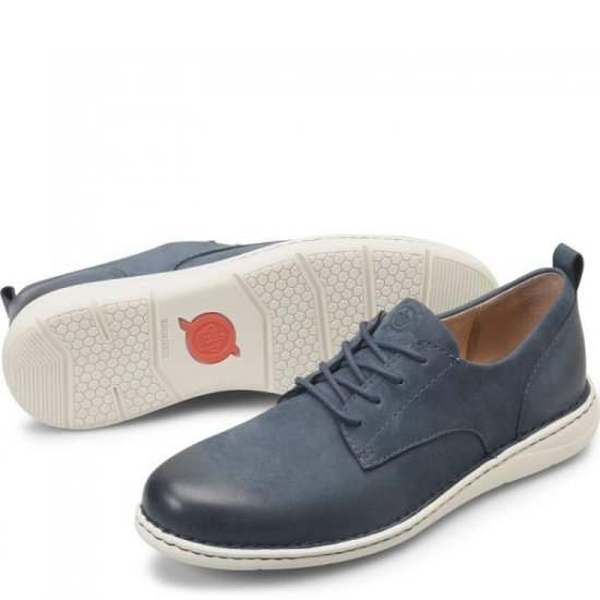 Born Shoes Canada | Men's Todd Slip-Ons & Lace-Ups - Navy Blue Night Nubuck (Blue) - Click Image to Close