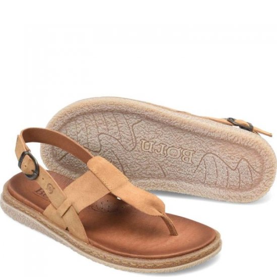 Born Shoes Canada | Women's Cammie Sandals - Camel Suede (Tan) - Click Image to Close