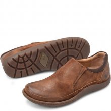 Born Shoes Canada | Men's Nigel Slip On Slip-Ons & Lace-Ups - Rust Distressed Combo (Brown)