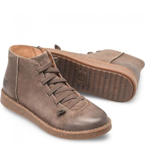 Born Shoes Canada | Women's Sienna Slip-Ons & Lace-Ups - Taupe Distressed (Tan) - Click Image to Close