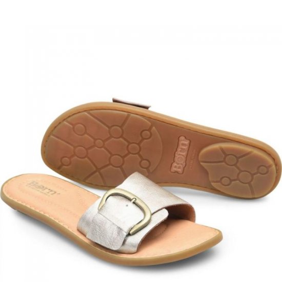 Born Shoes Canada | Women's Miarra Sandals - Light Gold Panna Cotta (Metallic) - Click Image to Close