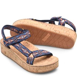 Born Shoes Canada | Women's Sirena Sandals - Navy Fabric (Multicolor)