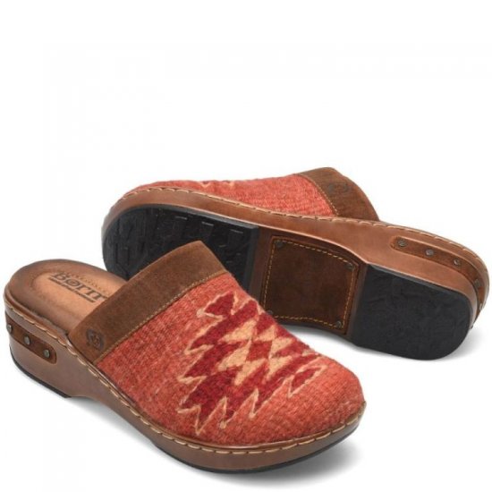 Born Shoes Canada | Women's Bandy Blanket Clogs - Rust Blanket Combo (Brown) - Click Image to Close