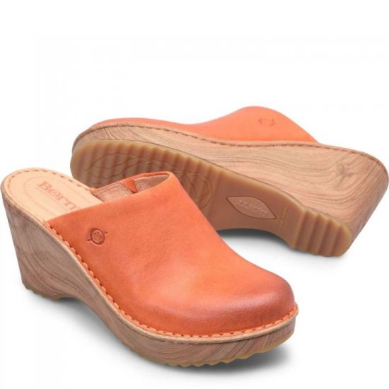 Born Shoes Canada | Women's Natalie Clogs - Albicocca Distressed (Orange) - Click Image to Close