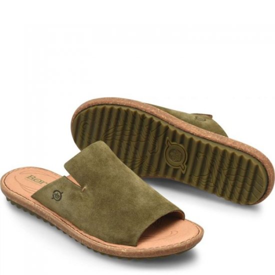 Born Shoes Canada | Women's Mesilla Sandals - Army Green Suede (Green) - Click Image to Close