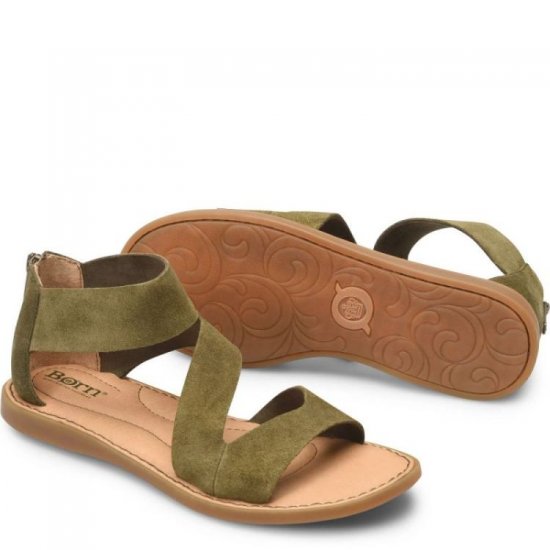 Born Shoes Canada | Women's Irie Sandals - Army Green Suede (Green) - Click Image to Close