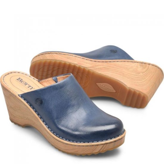 Born Shoes Canada | Women's Natalie Clogs - Navy (Blue) - Click Image to Close