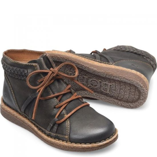 Born Shoes Canada | Women's Temple II Boots - Dark Concrete Distressed (Grey) - Click Image to Close