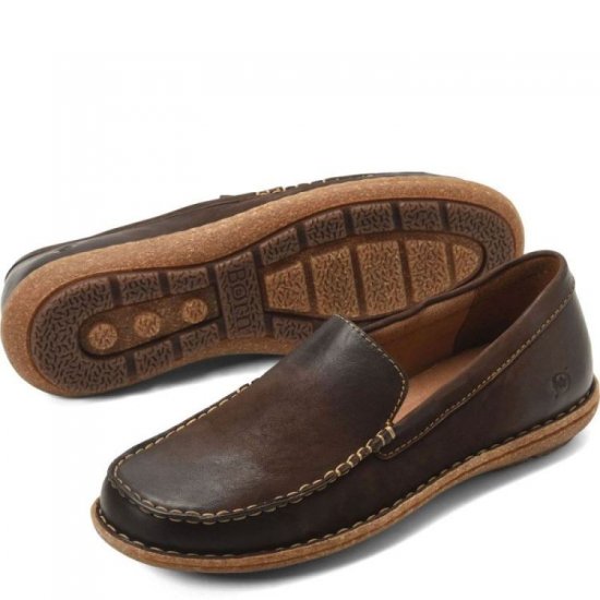 Born Shoes Canada | Men's Naldo Slip-Ons & Lace-Ups - Dark Brown Nubuck (Brown) - Click Image to Close
