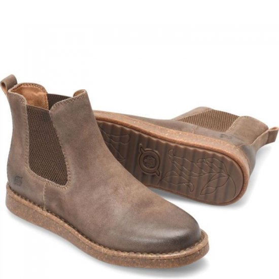 Born Shoes Canada | Women's Samira Boots - Taupe Distressed (Tan) - Click Image to Close