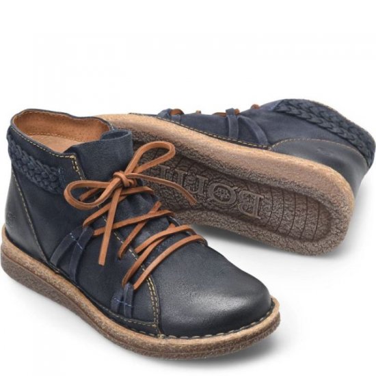 Born Shoes Canada | Women's Temple II Boots - Navy Indigo Distressed (Blue) - Click Image to Close